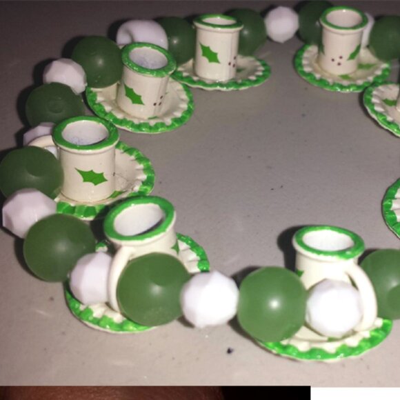 TDD Custom Made One Size Fits Most Green Cup & Saucer Bracelet - Picture 2 of 5